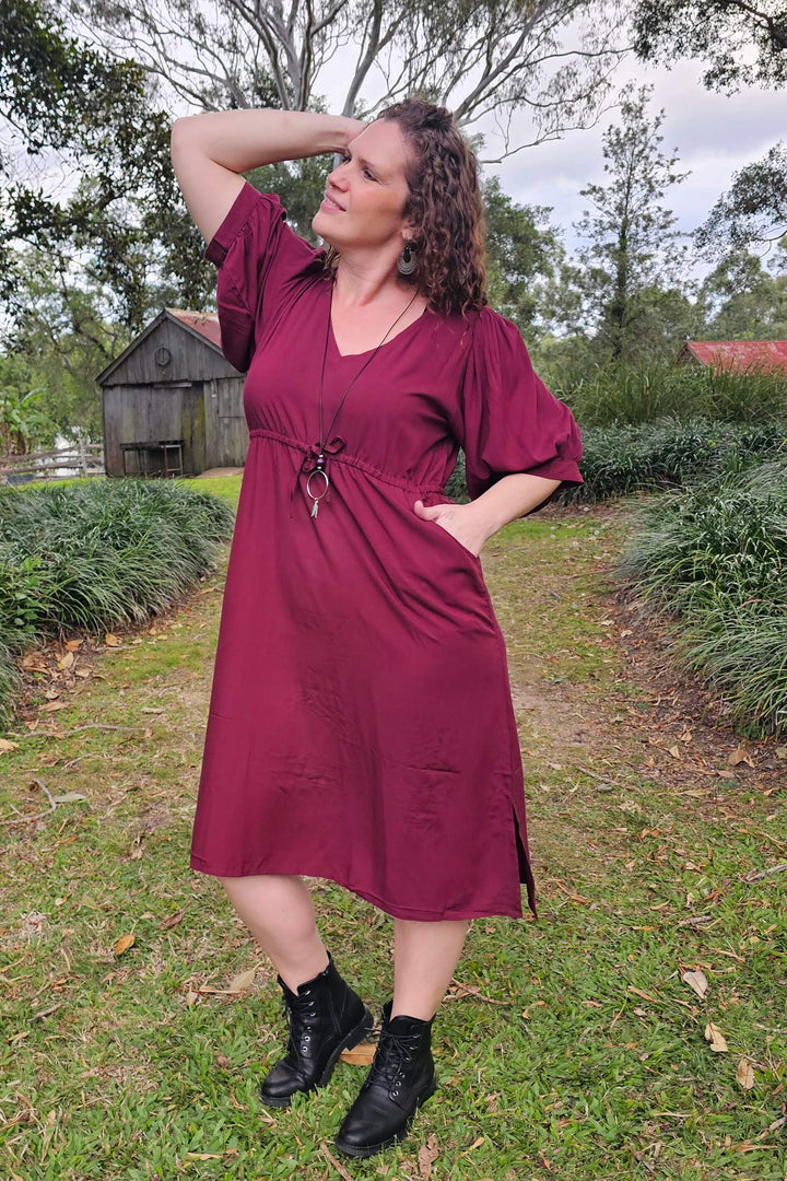 Maroon Remi Midi Dress