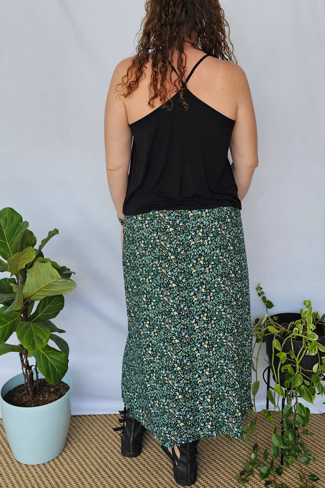 Green Blossom Maxi Skirt