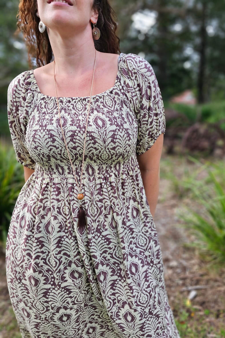 Walnut Fern Ivy Midi Dress