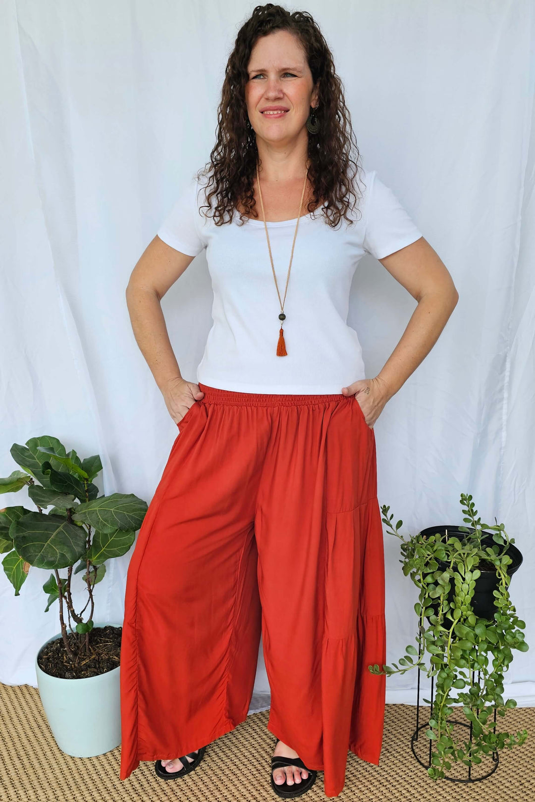 Burnt Orange Frill Pants