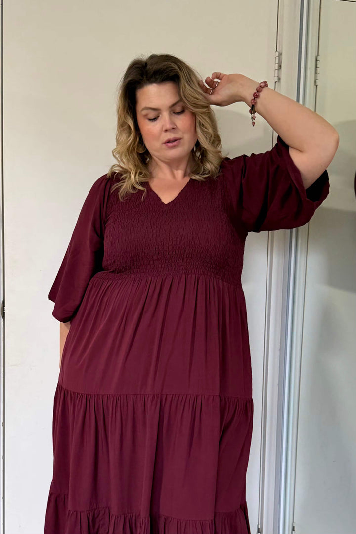 Maroon Arya Midi Dress