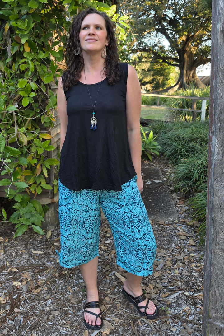 Blue Mandala Boho 3/4 Pants