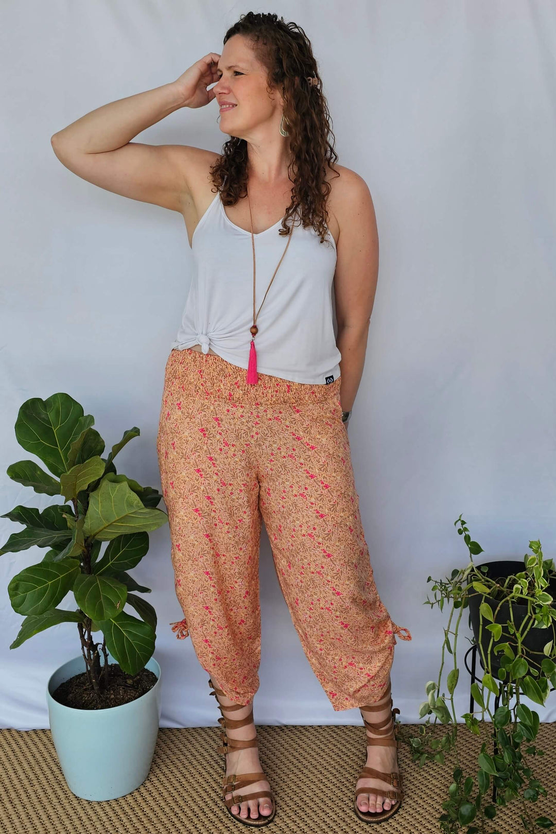 Peach Blossom Boho 7/8 Pants