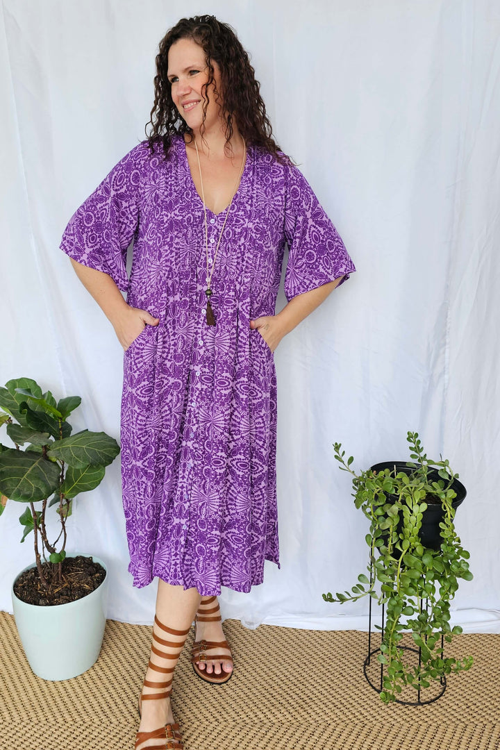 Purple Mandala Luna Midi Dress