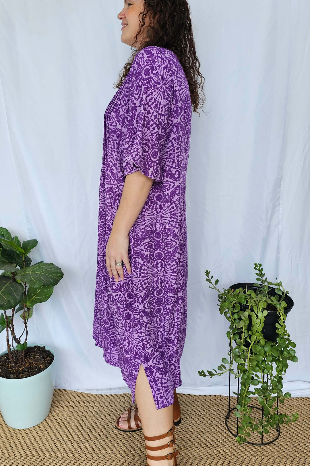 Purple Mandala Luna Midi Dress