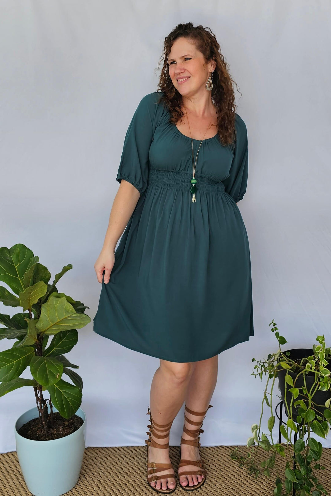 Emerald Cinch dress
