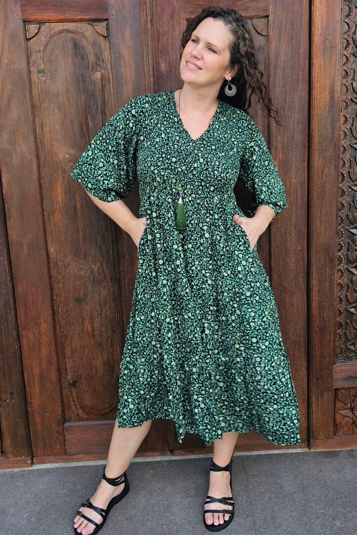 Green Bloom Arya Midi Dress