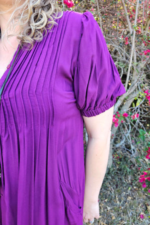 Purple Pintuck Dress