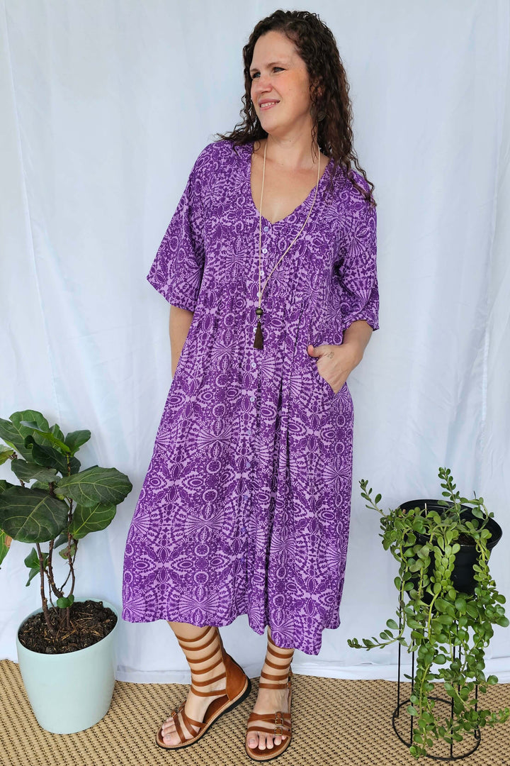 Purple Mandala Luna Midi Dress