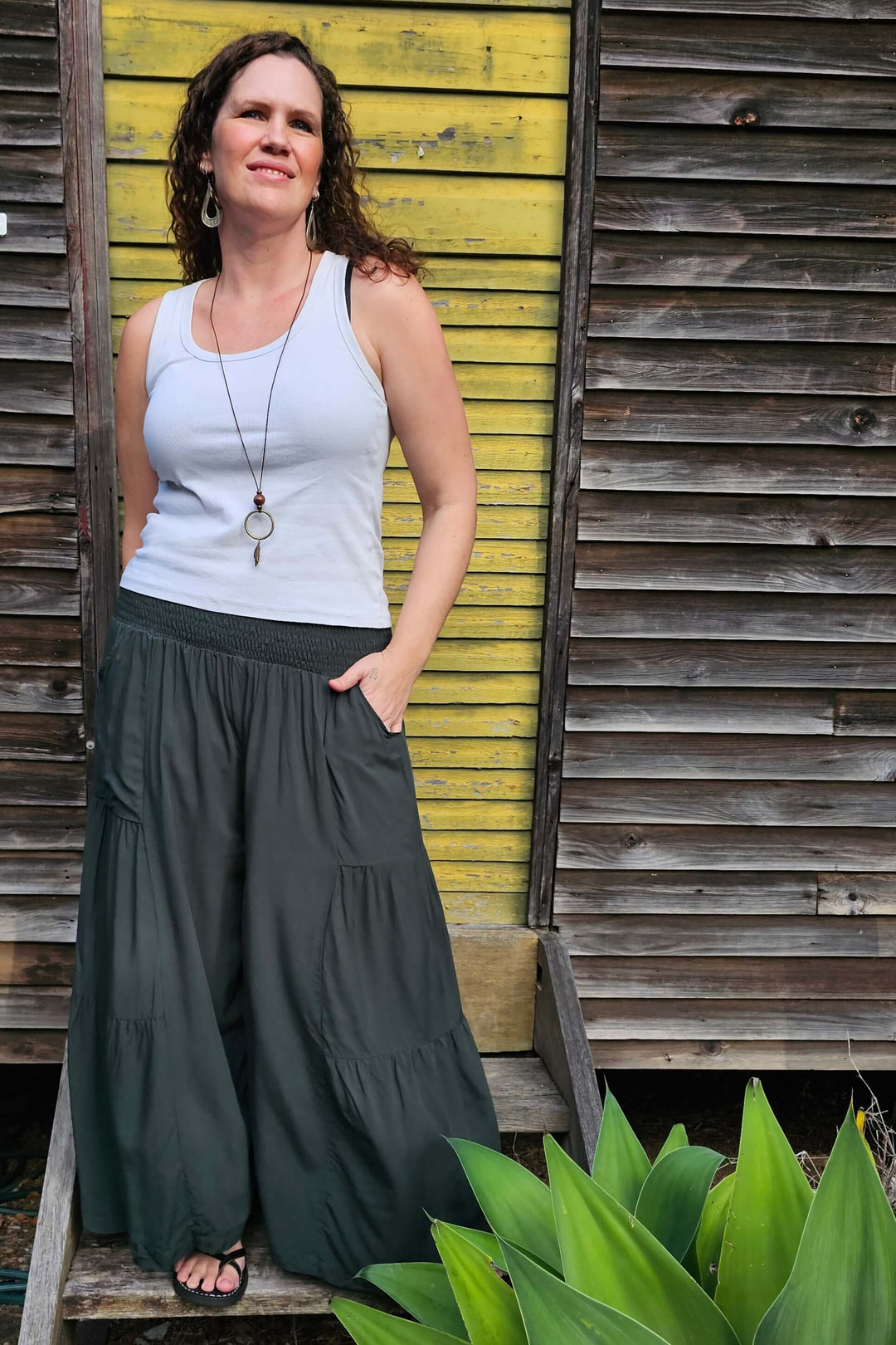 Moody Green Frill Pants