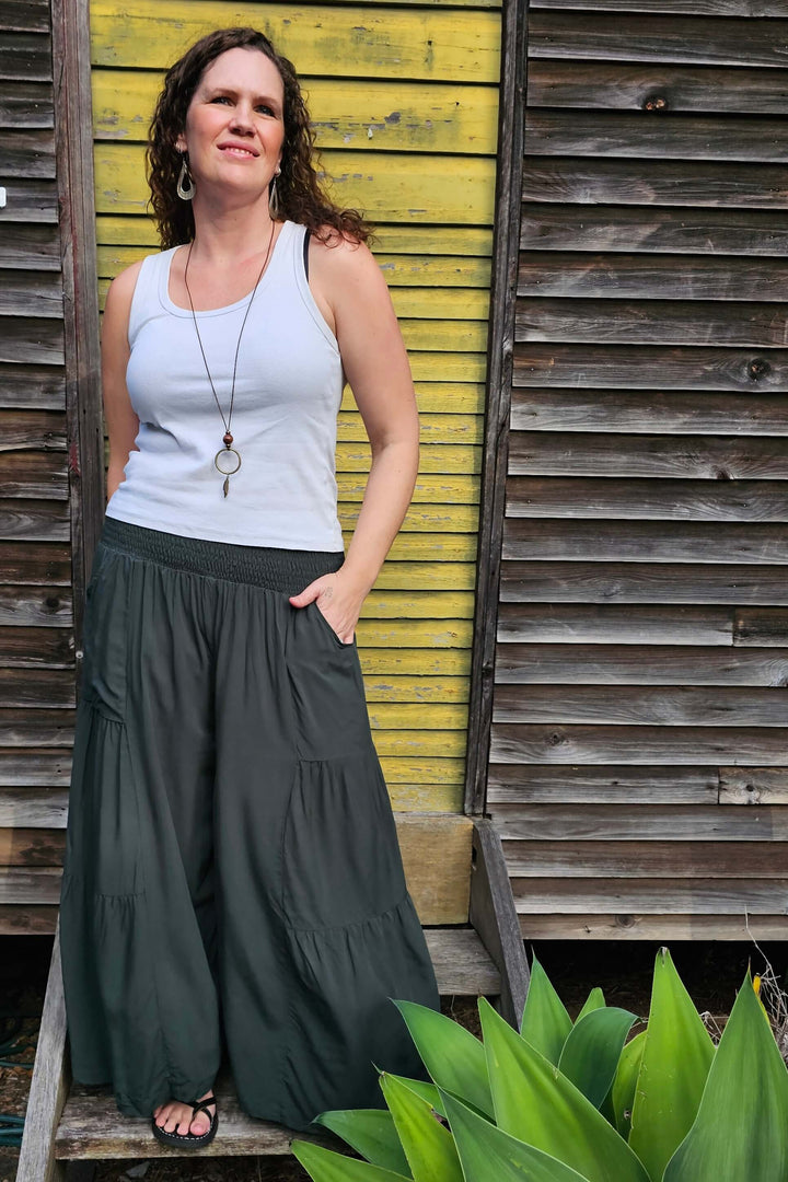 Moody Green Frill Pants
