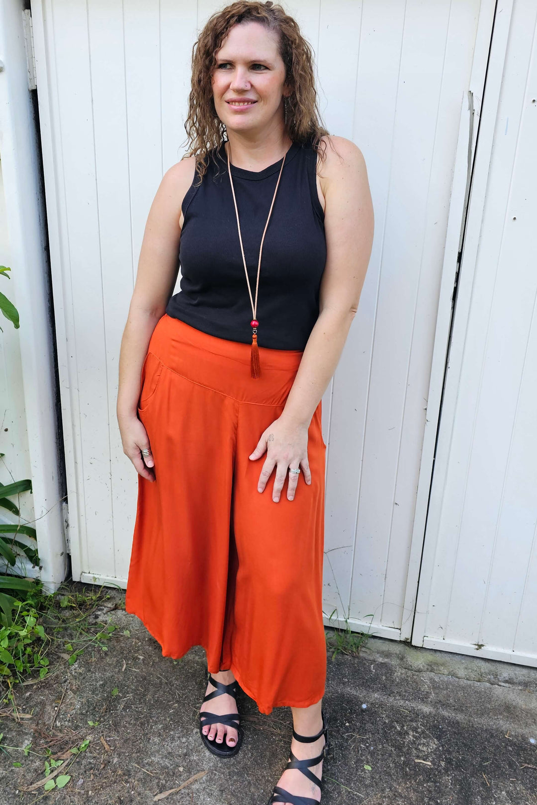 Rust Wide Leg Pants