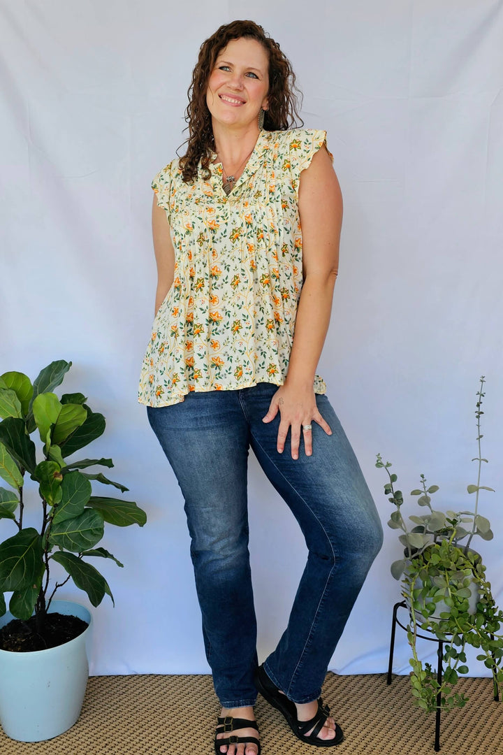 Zesty Frill Pintuck Top
