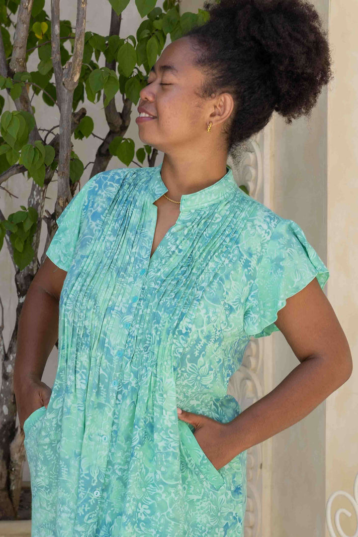 Mint Frill Sleeve Mini Dress