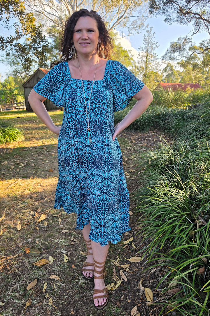 Blue Mandala Bella Midi Dress