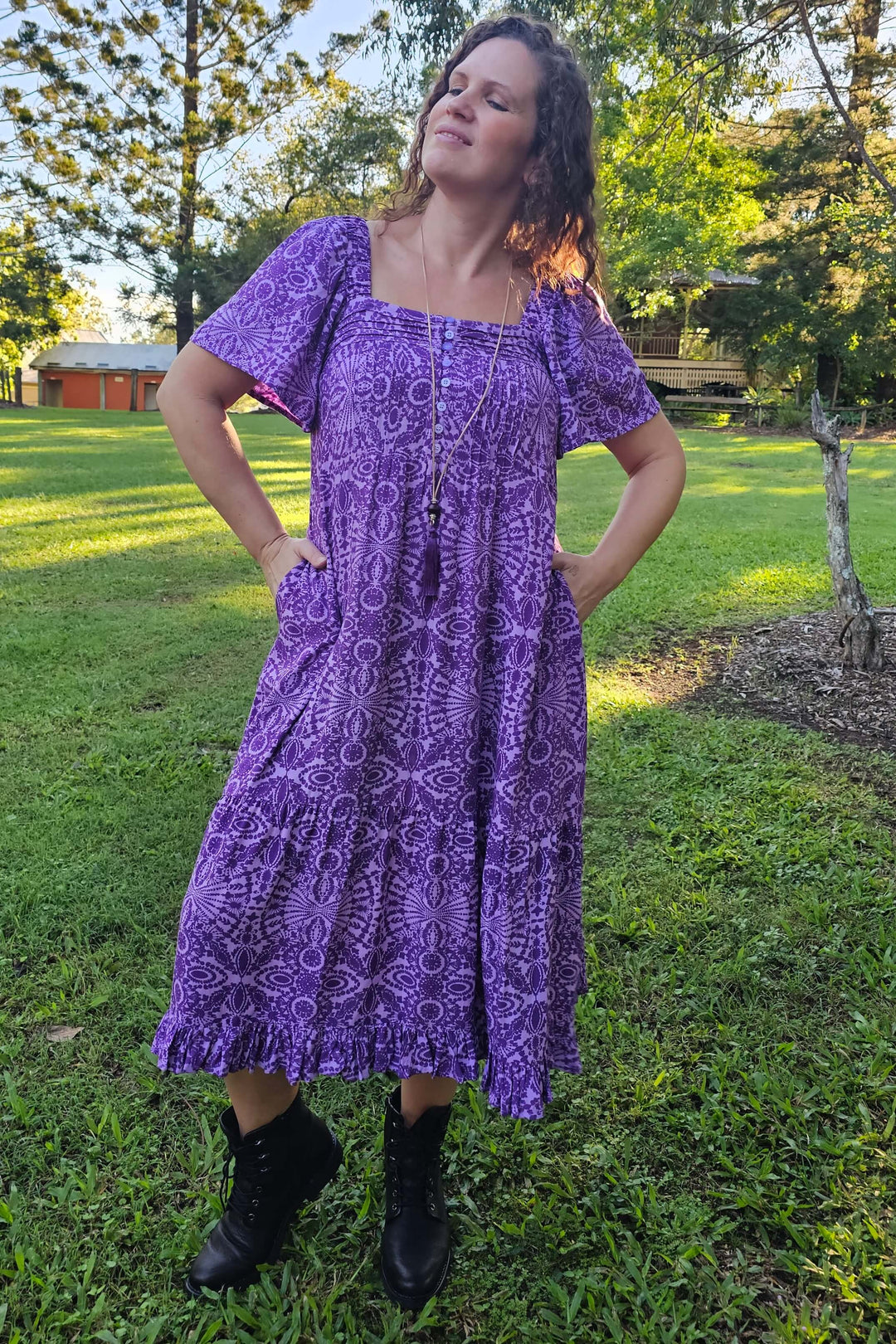 Purple Mandala Bella Midi Dress