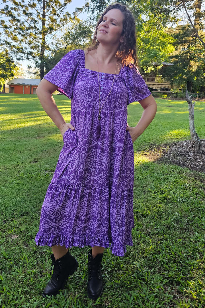 Purple Mandala Bella Midi Dress