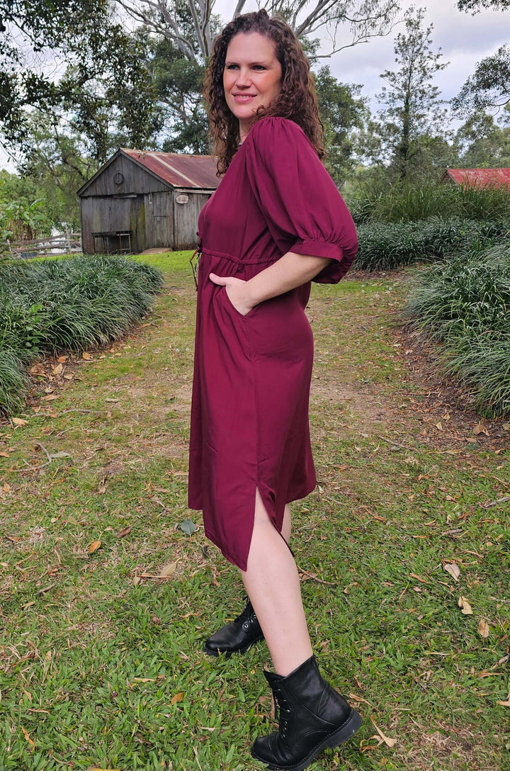 Maroon Remi Midi Dress