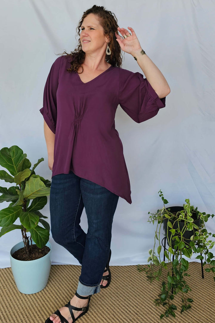 Plum Isla Top with Bell Sleeve
