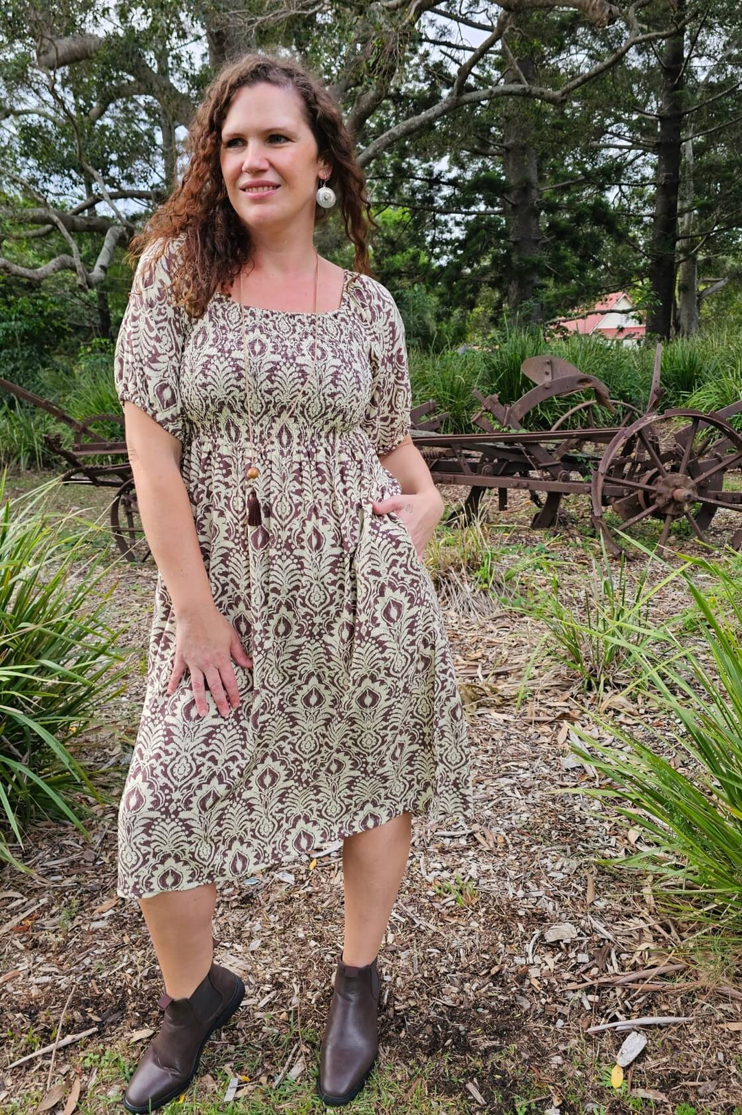 Walnut Fern Ivy Midi Dress