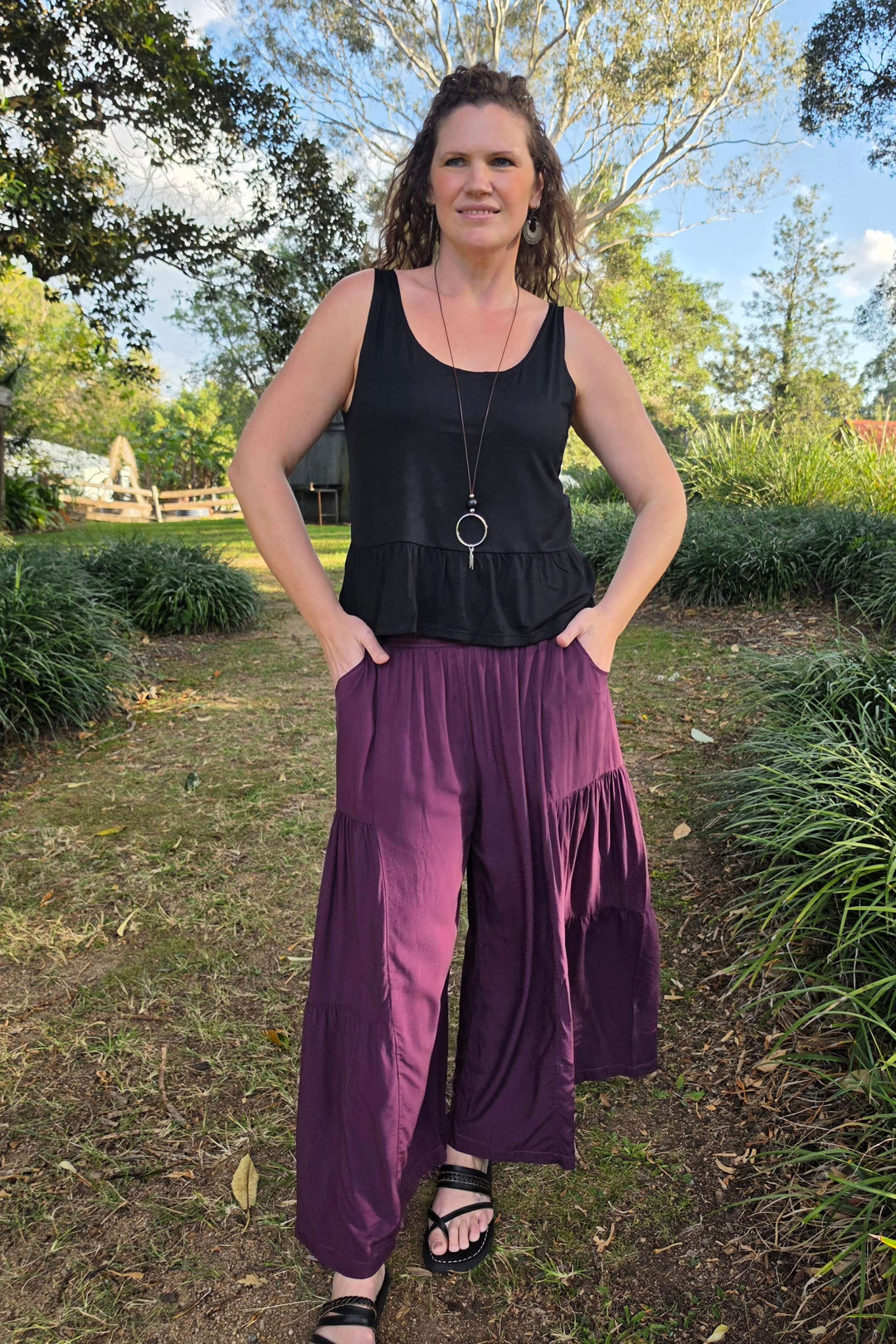 Plum Frill Pants