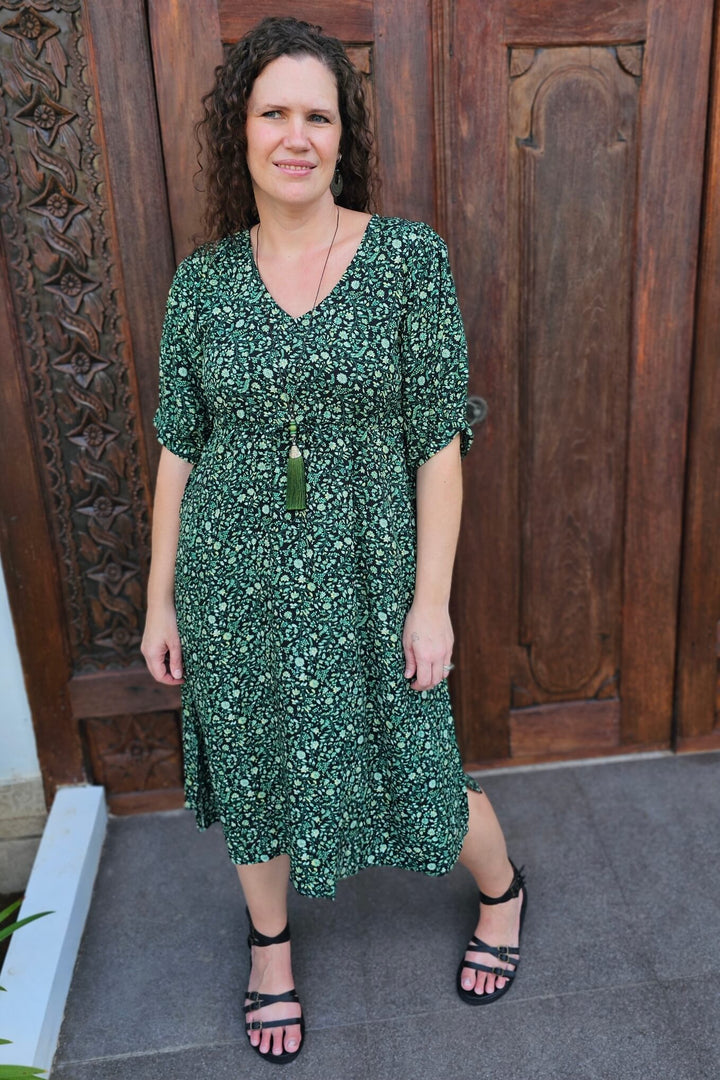 Green Bloom Remi Midi Dress