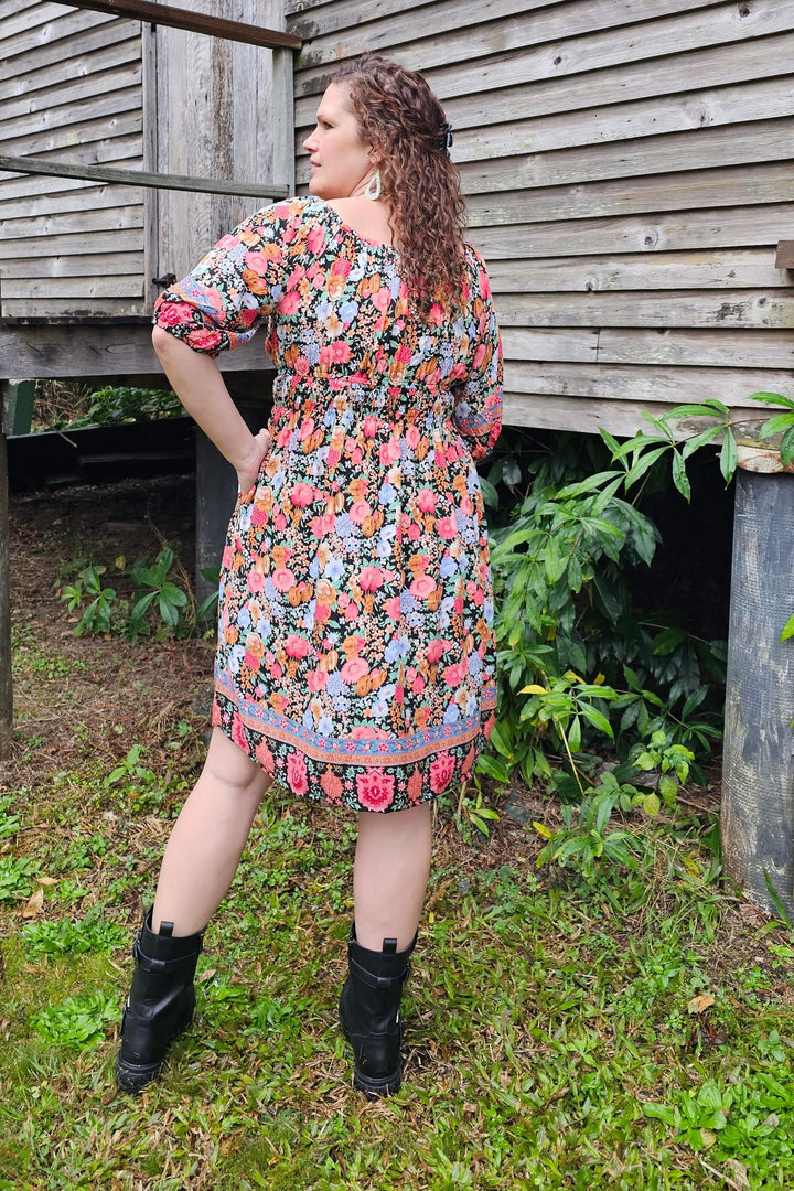 Black Bloom Cinch dress