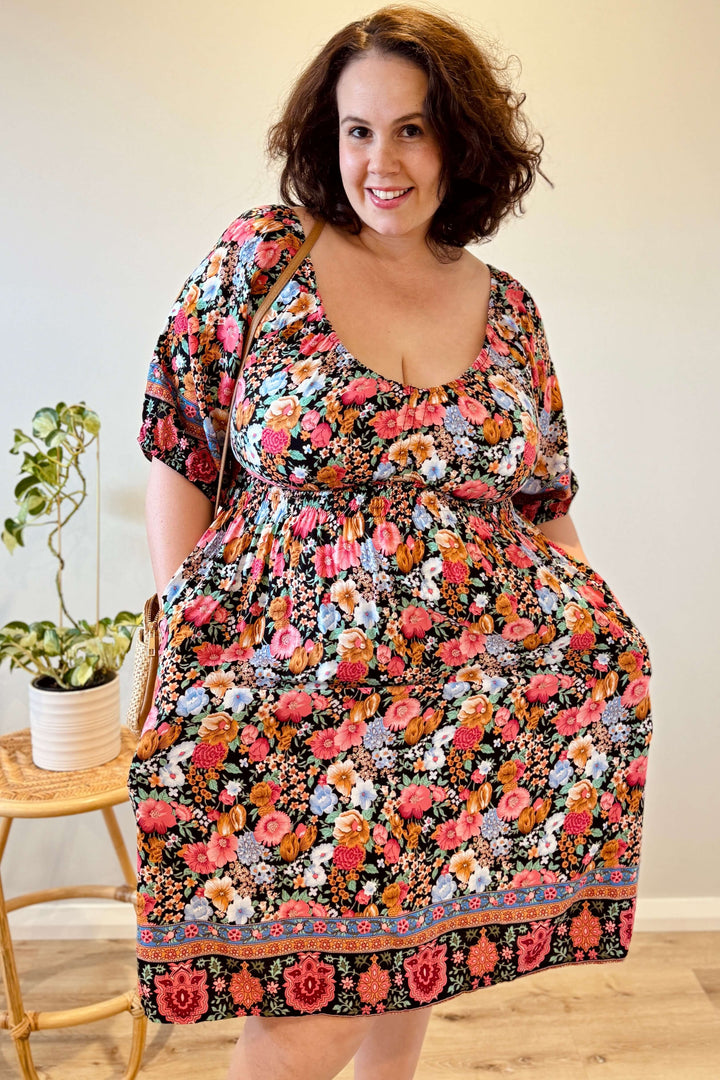 Black Bloom Cinch dress
