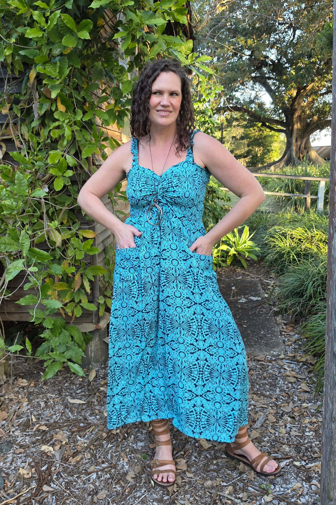 Blue Mandala Faye Maxi Dress