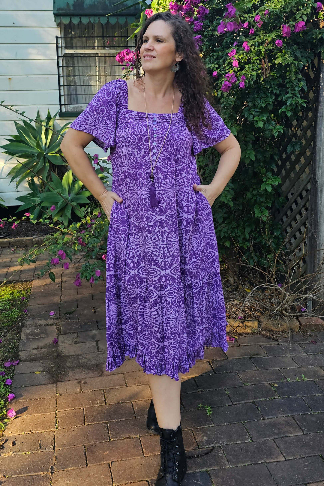 Purple Mandala Bella Midi Dress