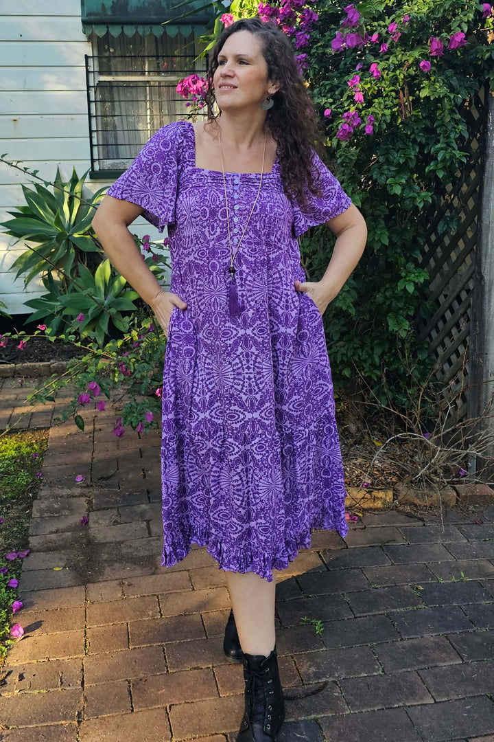 Purple Mandala Bella Midi Dress
