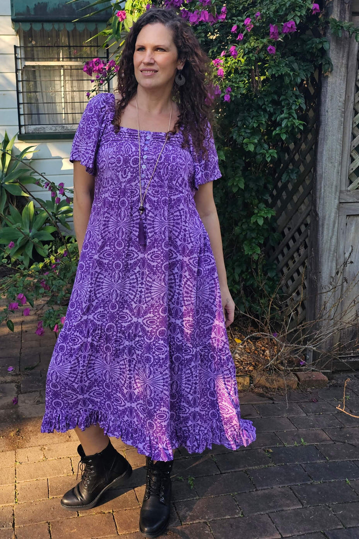 Purple Mandala Bella Midi Dress