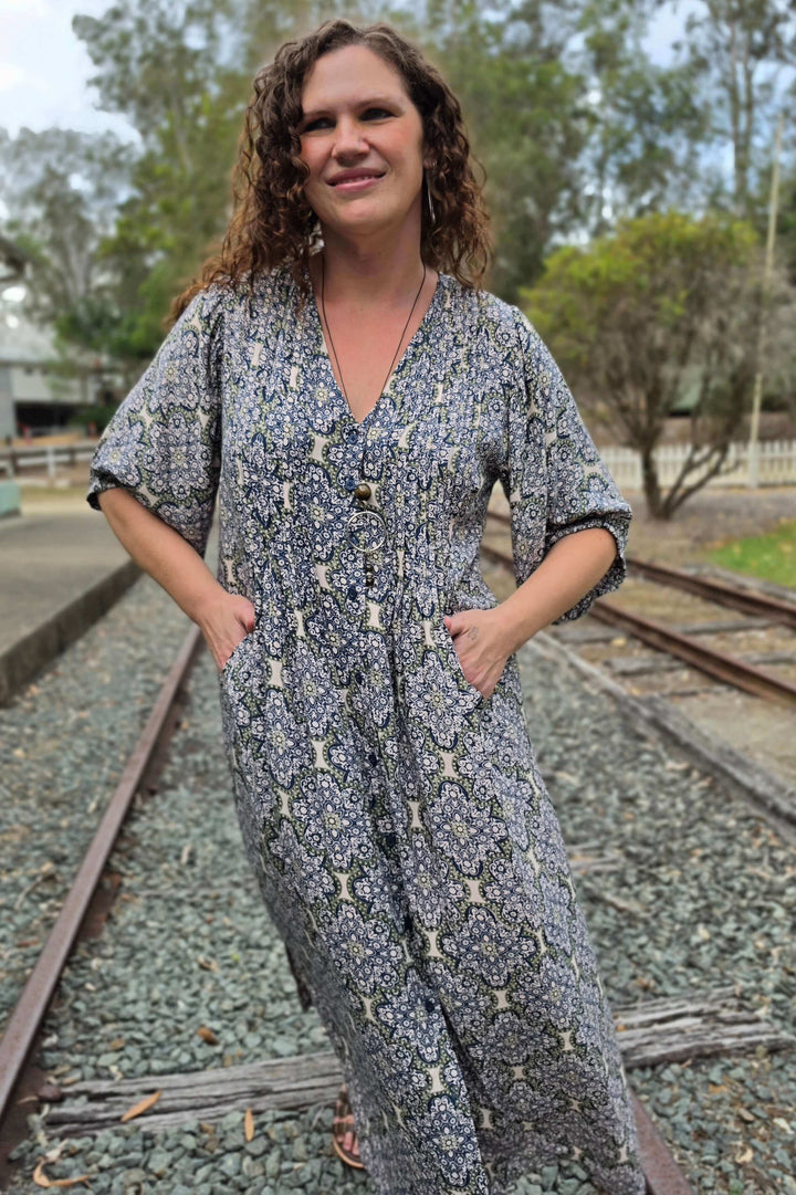 Slate Lattice Thea Maxi Dress