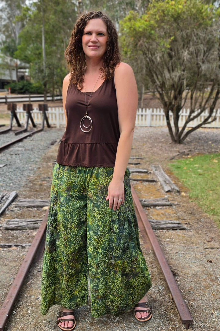 Evergreen Cotton Frill Pants