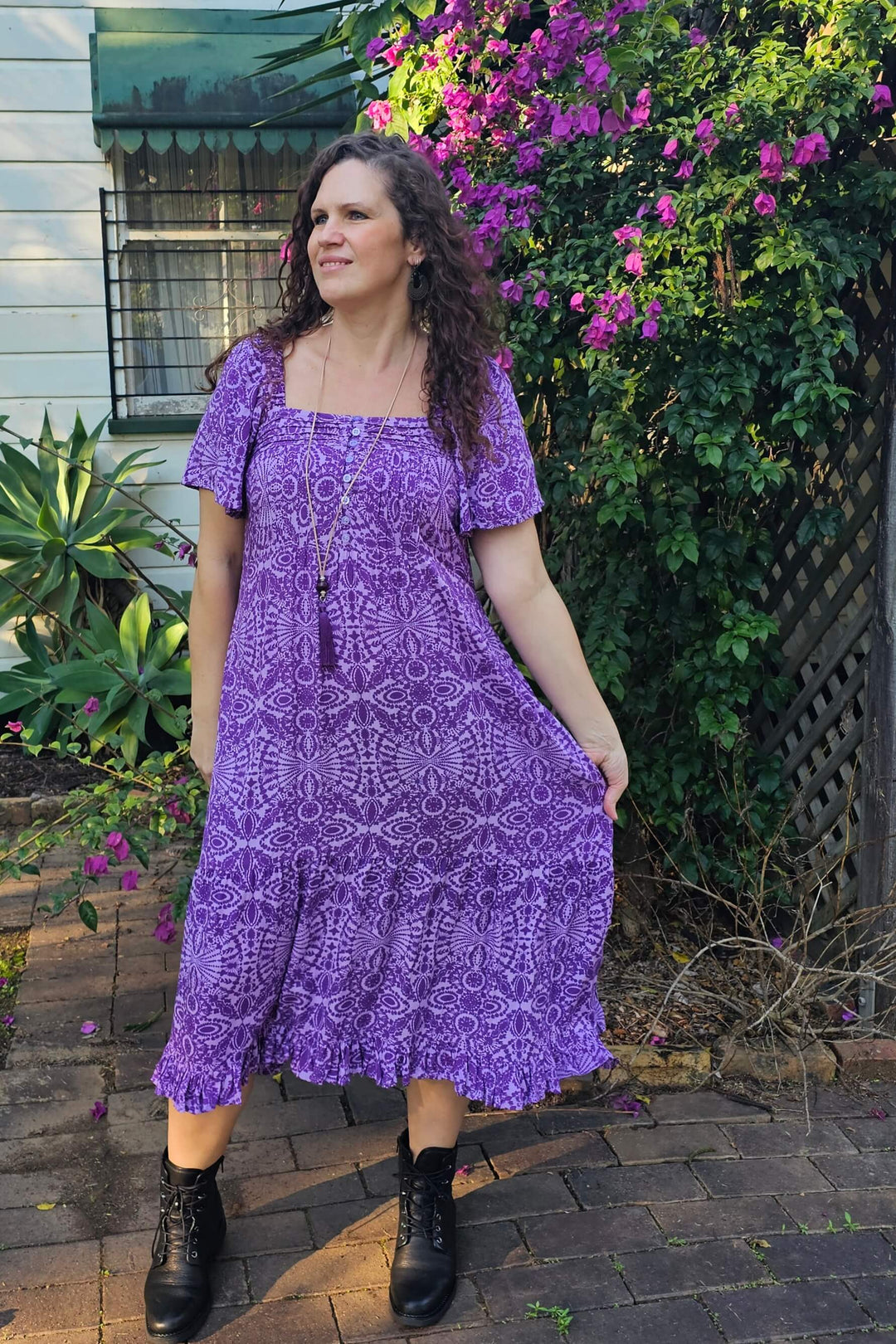Purple Mandala Bella Midi Dress