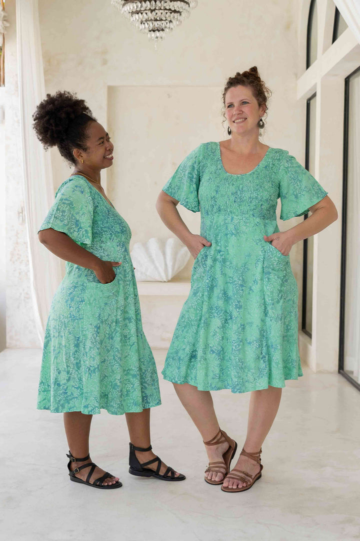 Mint Shirred Dress