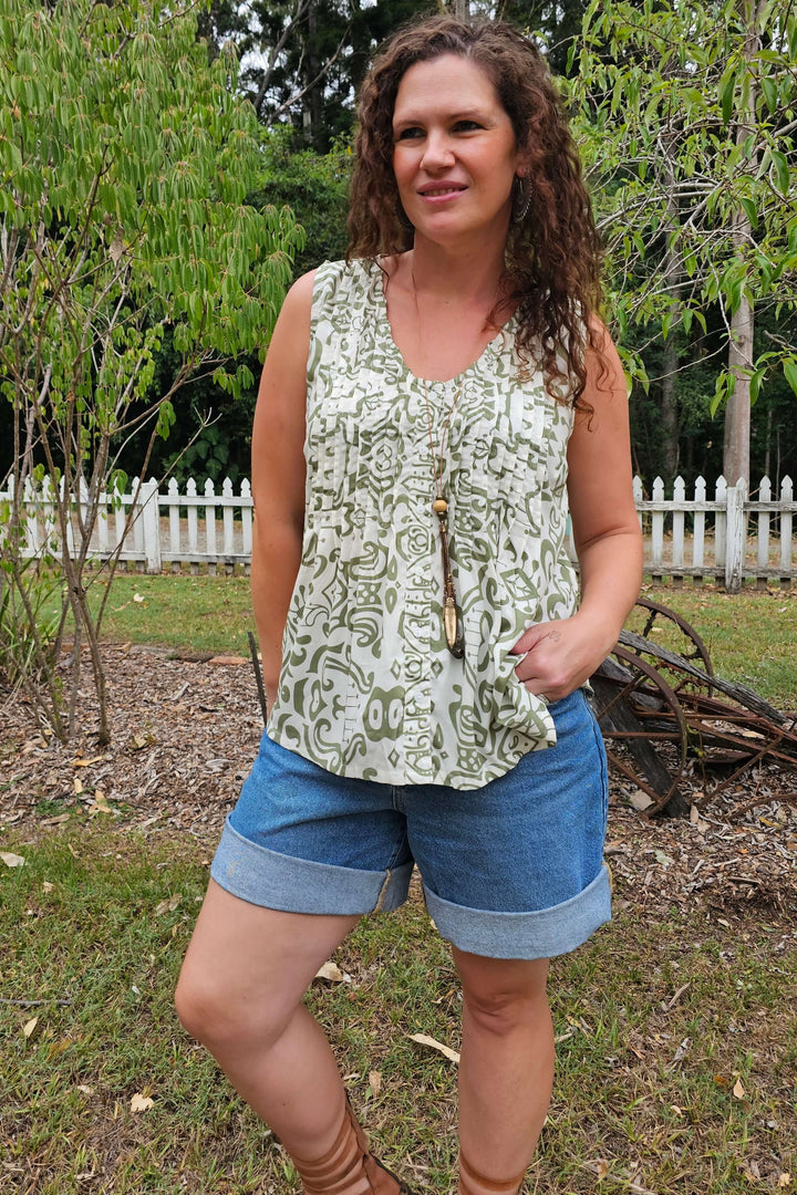 Khaki Swirl Raya Top