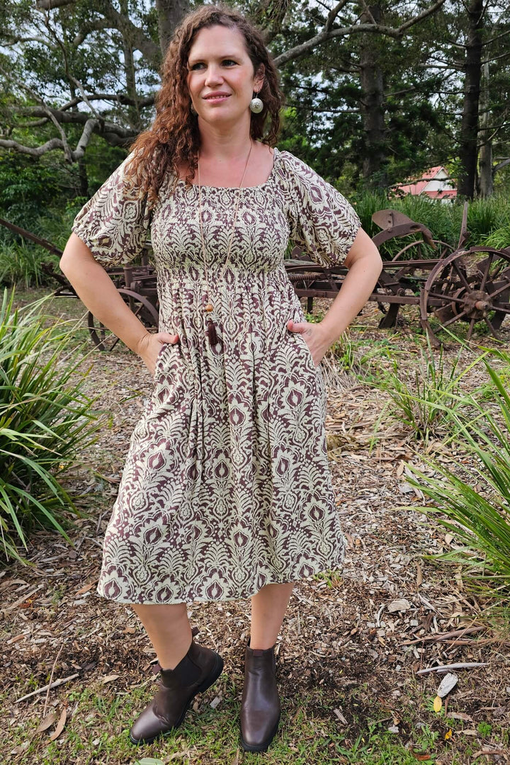 Walnut Fern Ivy Midi Dress