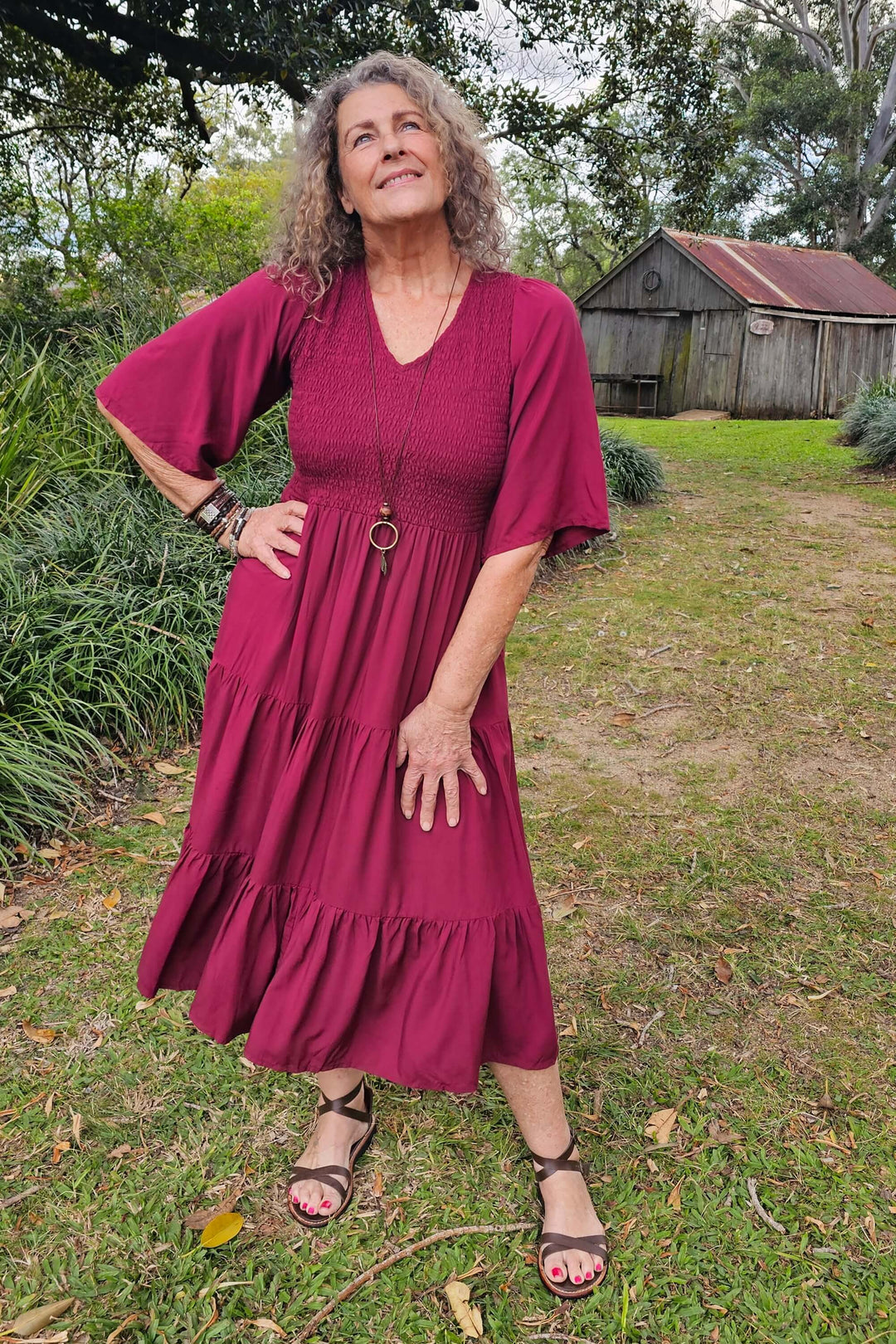Maroon Arya Midi Dress