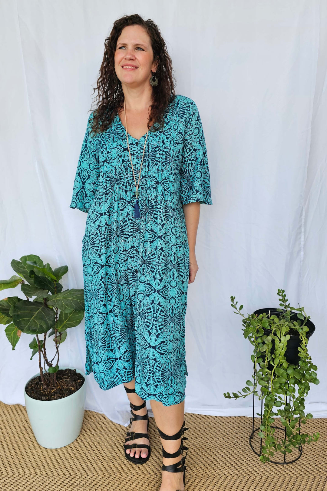 Blue Mandala Luna Midi Dress