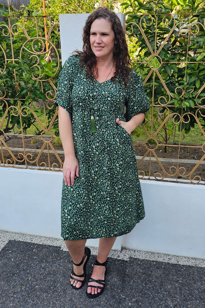 Green Bloom Remi Midi Dress