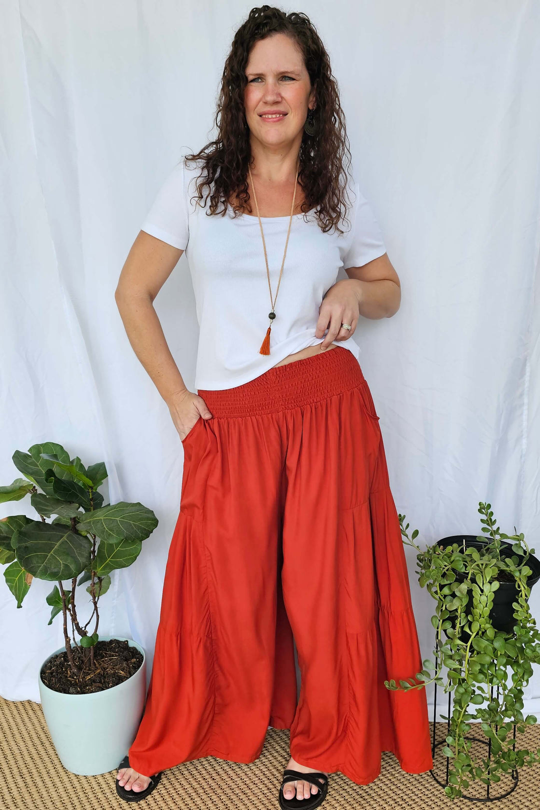 Burnt Orange Frill Pants