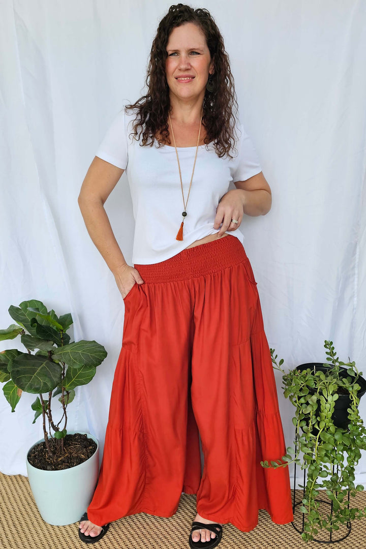 Burnt Orange Frill Pants