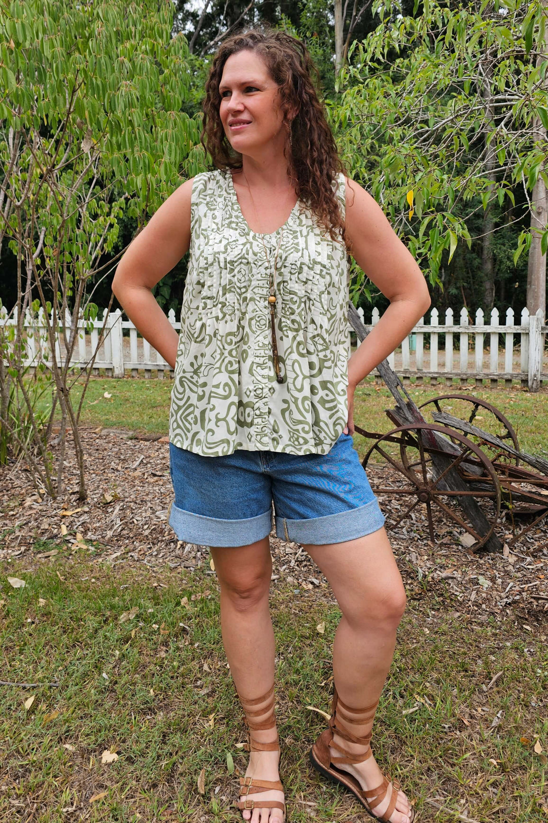 Khaki Swirl Raya Top