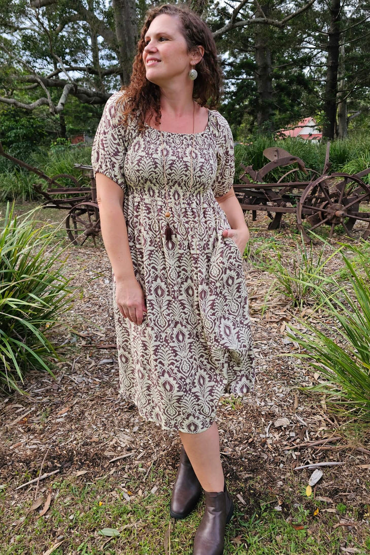 Walnut Fern Ivy Midi Dress