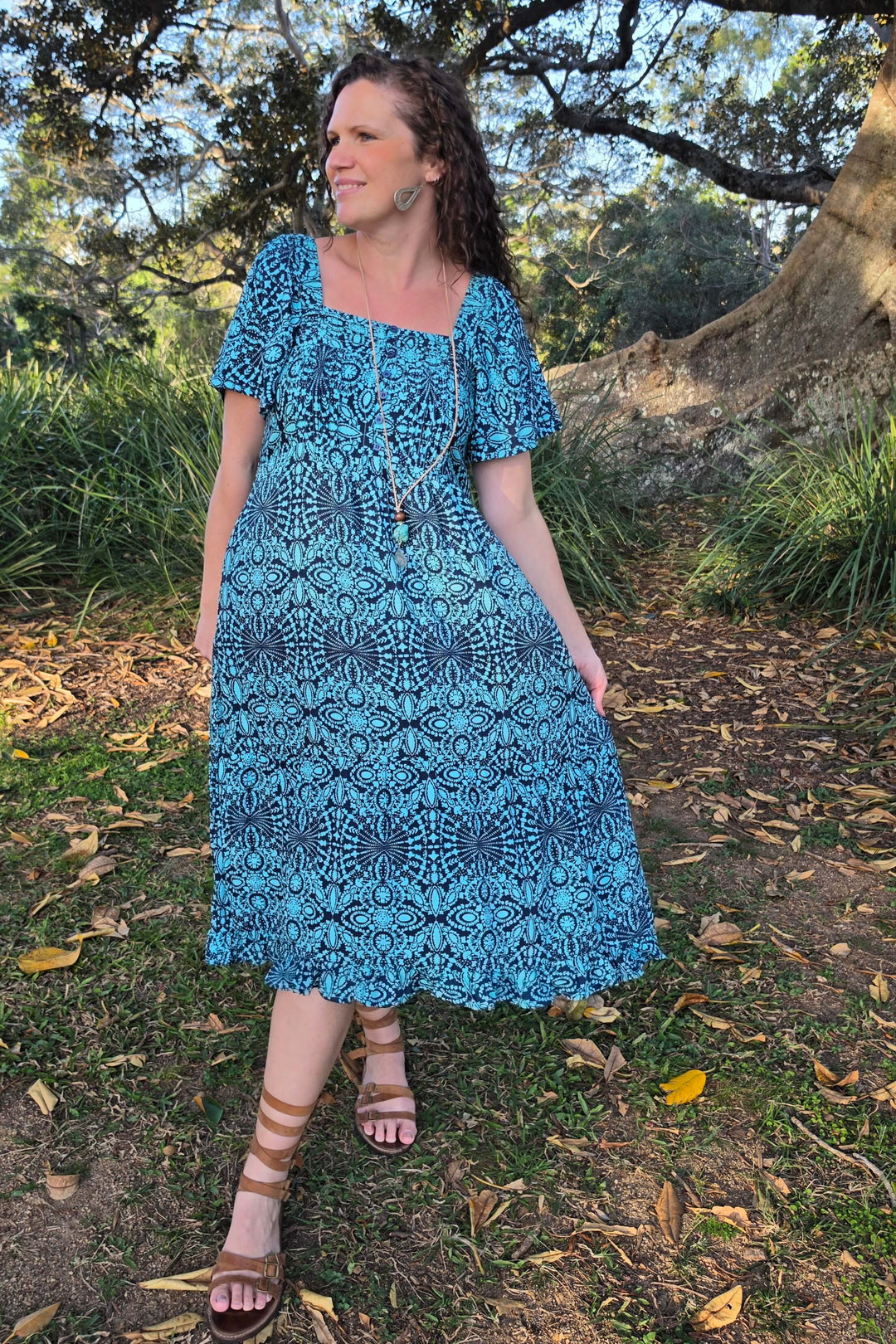 Blue Mandala Bella Midi Dress