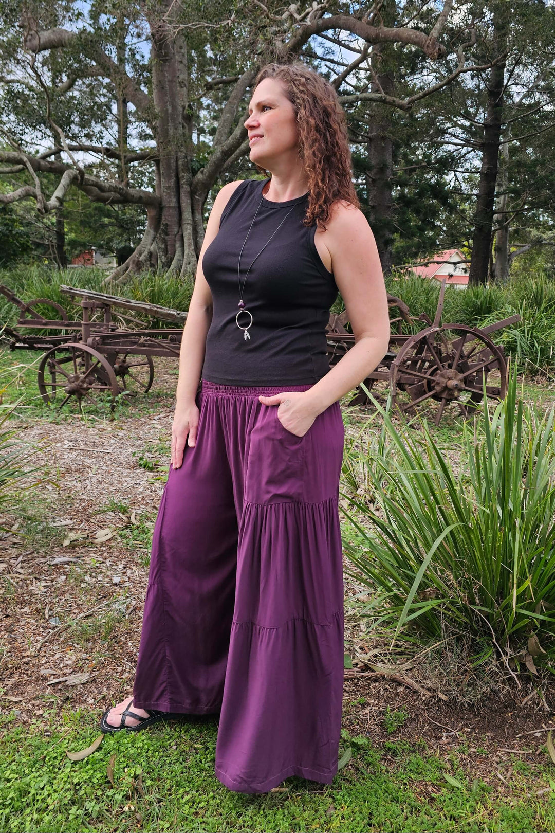 Plum Frill Pants