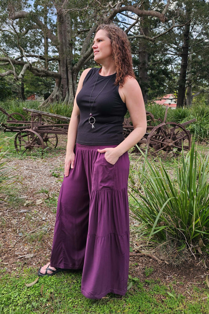 Plum Frill Pants