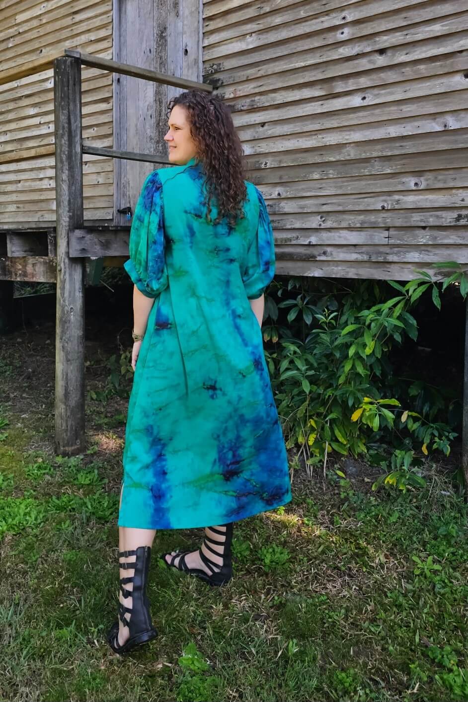 Jade Cotton Maxi Dress with Bell Sleeve