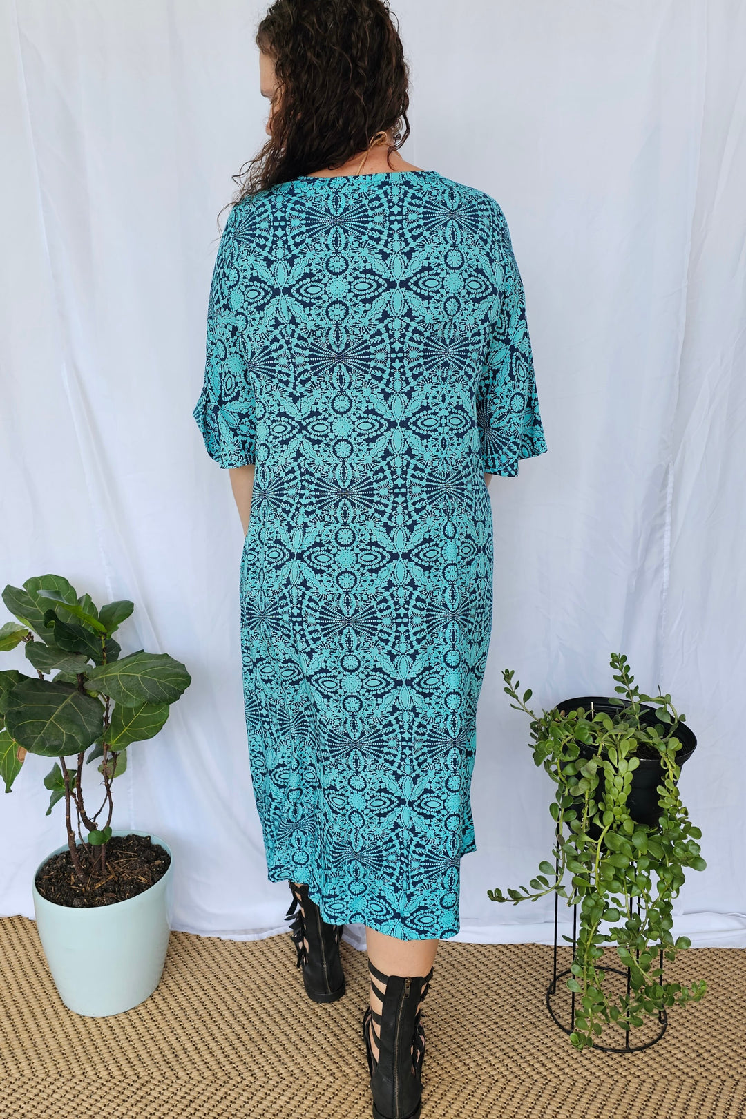 Blue Mandala Luna Midi Dress
